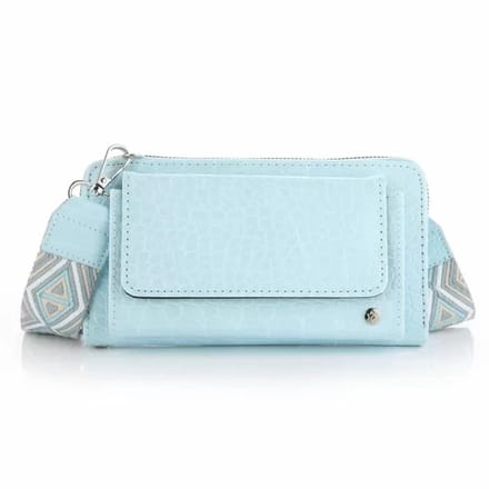 Portemonnee met luxe band - Blue - Dames - Croco print - 20cm x 11cm