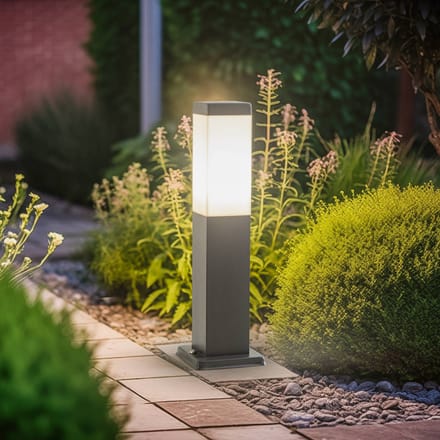 Lindby - buitenlamp - 1licht - Roestvrij staal, PC - H: 45 cm - E27 - donkergrijs, mat wit