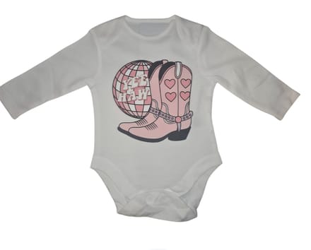 Romper met cowboylaarzen roze