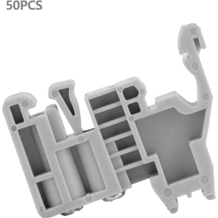 50 stuks 35mm DIN Rail Klemmenblok Eindstop Montageklemmen Grijs (Model 12)