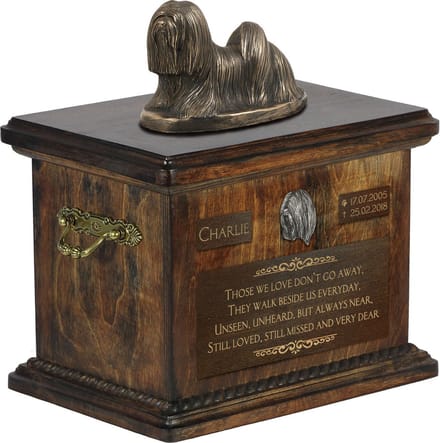 Lhasa Apso urn hond met standbeeld - gepersonaliseerde urn hond voor hondenas