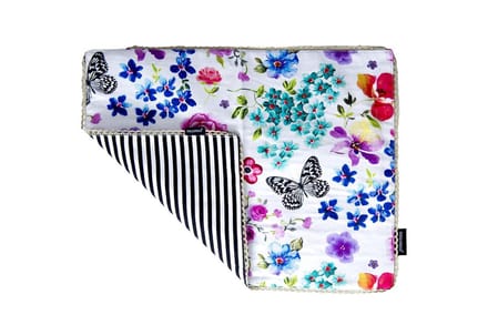 Melli Mello - Placemat Stripe Floral - Dubbelzijdig - Katoen - 35x45 cm - Gouden Rand