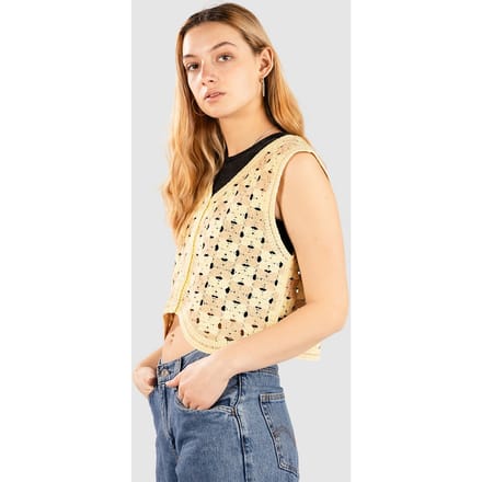Blue Tomato Crochet Vest Trui geel
