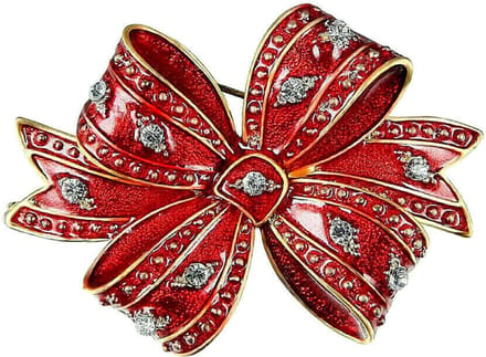 Kerstbroche met Strass - Model Kerststrik - Kerst Strikje Broche rood - Bling Bling Sieraad