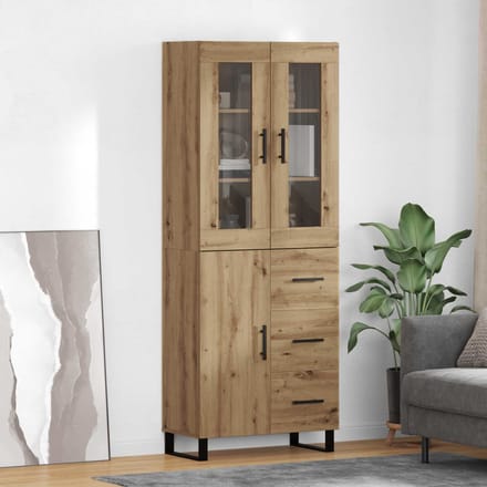 vidaXL - Highboard - 2 - st - Artisan - Eiken - 69,5 - x - 34 - x - 180 - cm - Bewerkt - hout