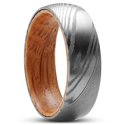 Fortis | 7 mm Ring van Damascusstaal en Hout