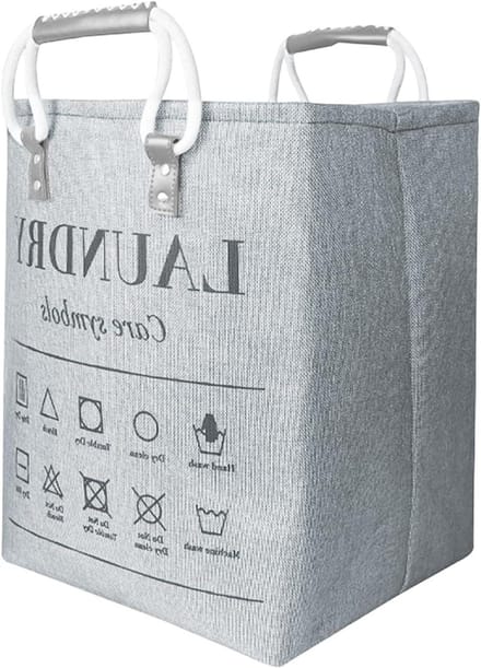 Wasmand Opvouwbaar - Kledingmand Opberger - Kleding Sorteren - Stevig Steunframe - 48 liter - Grijs