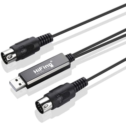 USB IN-OUT MIDI-kabel Eén in één uit-interface 5-pins lijnconverter PC naar muziektoetsenbordadapterkabel white