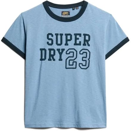 Superdry Athletic Essentials Ringer T-shirt met Aansluitende Pasvorm Blauw Grootte: 38
