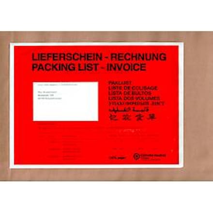 Papieren documentenmap/leveringsbonnenmap SecurePack, C5, venster links, met opdruk, zelfklevend, perkamentpapier, rood, 250 stuks