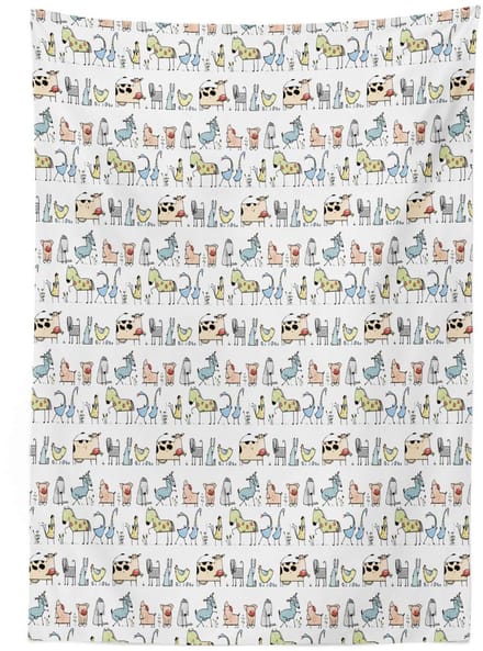 ABAKUHAUS Cartoon-Dier Tafelkleed – 140x170 cm – Satijn – Wasbaar