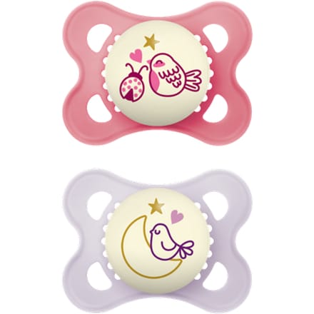 MAM Night Moon, Bird & Ladybug Design 0–6M Fopspeen – 2 stuks