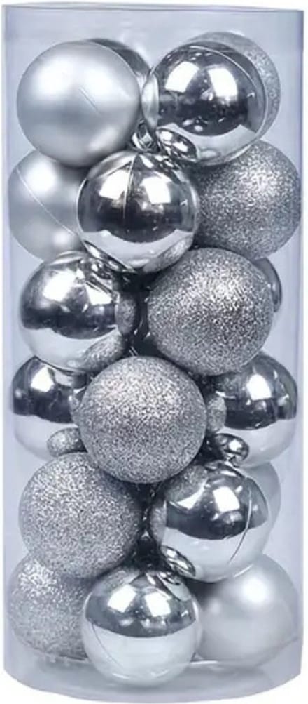 Nivard Kerstballen - Kerstversiering - Plastic - Zilver - 24 stuks