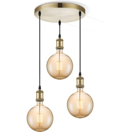 Home sweet home hanglamp Vintage brons 3L Globe g180 - amber