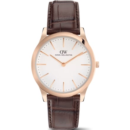 Daniel Wellington DW Watch Pathfinder Brown-Croc Frost-White Rose Gold 39mm