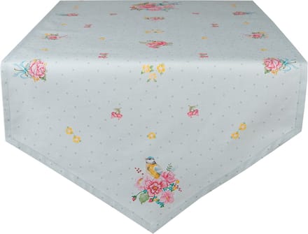 Clayre & Eef Tafelloper 50x160 cm Groen Katoen Bloemen