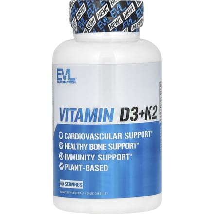 EVLution Nutrition, Vitamine D3 + K2, 60 Plantaardige Capsules