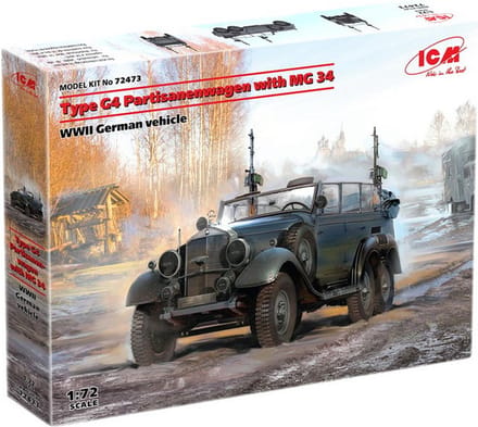 ICM Modelbouwpakket Auto - 72473 Type G4 Partisanenwagen with MG 34 WWII German vehicle Plastic - 1:72 - Modelbouw