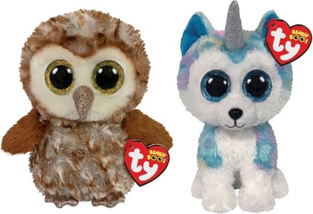 Ty - Knuffel - Beanie Boo's - Percy Owl & Helena Husky