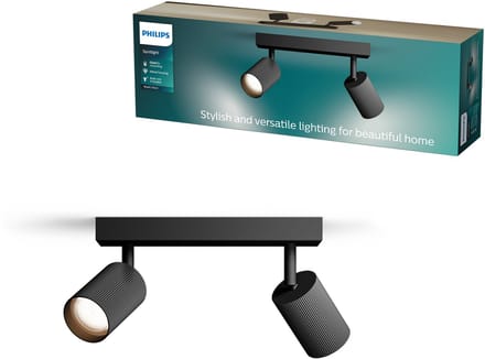Philips Wyatt Opbouwspot - LED GU10 fitting - Richtbaar - 2 lichtpunten - ClickFix - Zwart