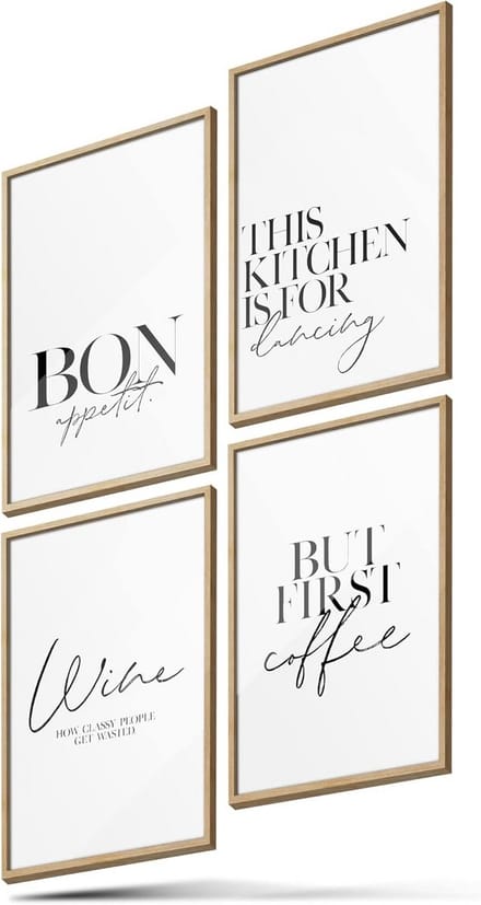 Set van 6 Dubbelzijdige Keukenposters met Stijlvolle Afbeeldingen en Quotes