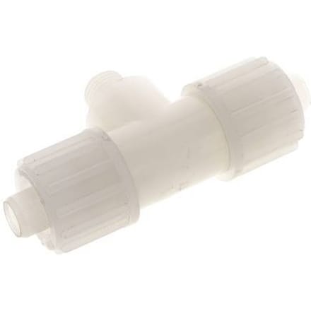 16x10mm & G1/4'' PVDF T-stuk Knelfitting Buitendraad 10bar Kunststof en Polyamide