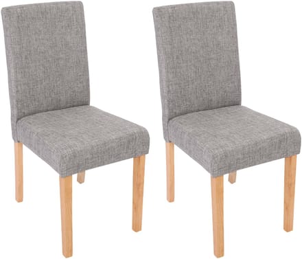Set van 2 eetkamerstoelen Keukenstoel Littau ~ textiel, grijs, lichte poten