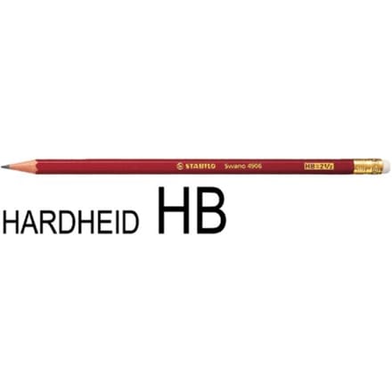 STABILO Swano 4906 - Grafietpotlood - Hardheid HB + Gum - Per Sstuk