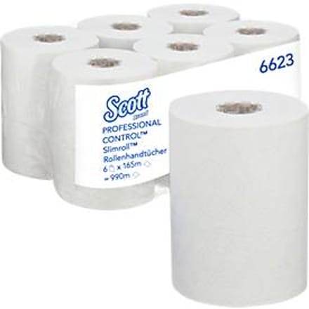 Kimberly Clark rollen handdoekpapier Scott Control Slimroll, 1-laags, lengte 150 m, 6 stuks