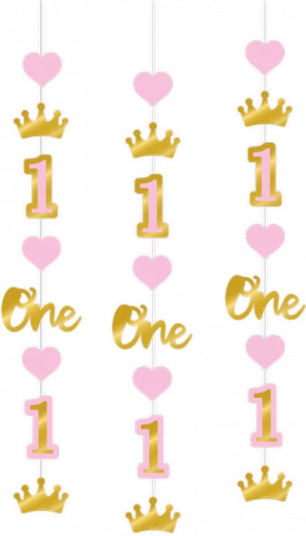 Hanging decoration - First birthday girl (3pcs)