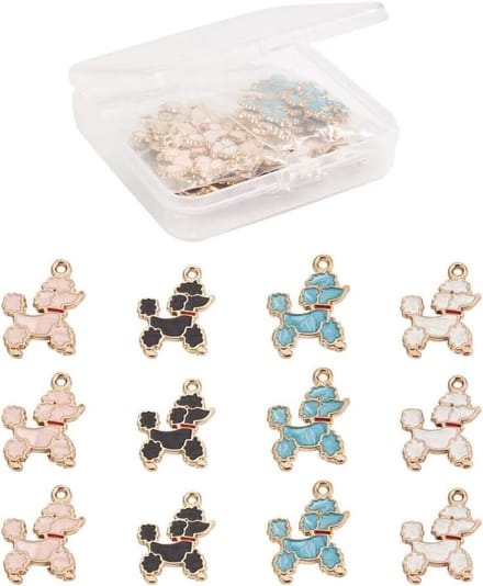 Poedel Hangers - Hond Charms - Sieraden Maken - Emaille Afwerking - 21x16.5mm - Goud