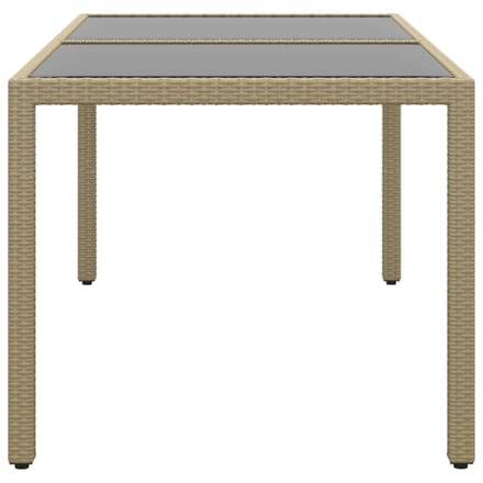 vidaXL - Tuintafel - 150x90x75 - cm - gehard - glas - en - poly - rattan - beige
