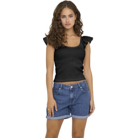 ONLY - ONLMACY S/S O-NECK MIX TOP BOX JRS - Dames - Zwart Top