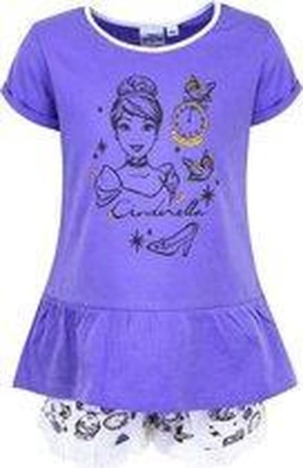 Disney Princess - Cinderella - Shortama - Paars - Maat 98 - 3 jaar
