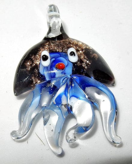 Glazen zee leven hanger blauw