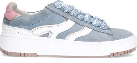 Sacha - Dames - Blauwe suède sneakers met witte details - Maat 38