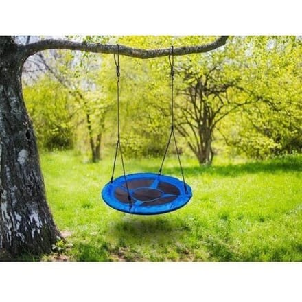 Blauw vogelnest schommel in 600D polyester Schommel met een diameter van 95 cm met touwen