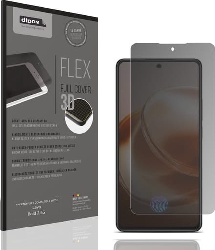 dipos FLEX – Matte Privacy Screenprotector geschikt voor Lava Bold 2 5G | Volledige Schermbescherming | Case-Friendly