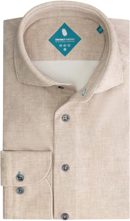 District Indigo Overhemd Pique Performance Mel. Beige (7.42.025.776 - 048)