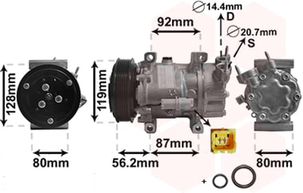 Van Wezel - AIRCO COMPRESSOR VOOR CITROEN BERLINGO 1996-2002 006453KS