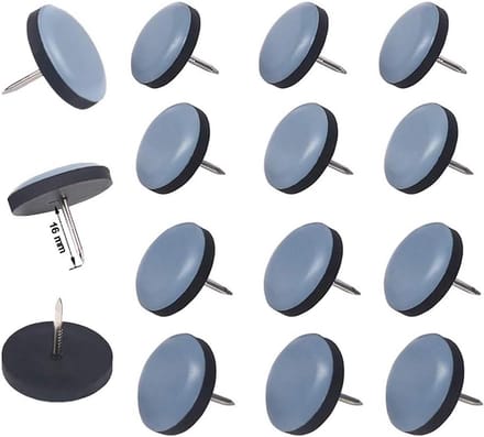 Ronde meubelglijders met spijkers Ø 30 mm - 16 stuks - 5 mm dik, PTFE coating