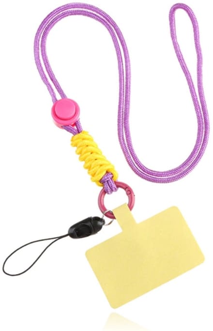 Telefoonkoord Macramé met Telefoon bevestiging - Paars Geel