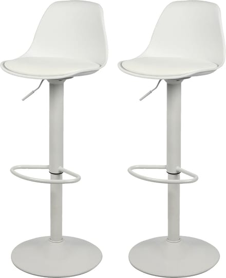 "UGO" Barkruk met mat wit kunstleren kussen 42×38×H81/102 cm