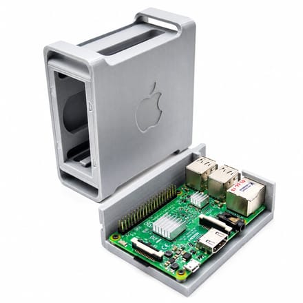 Behuizing Geschikt voor Raspberry Pi 3B / 4B – Apple Power Mac G5 Mini Design – Compacte Mini PC Behuizing – Zilver