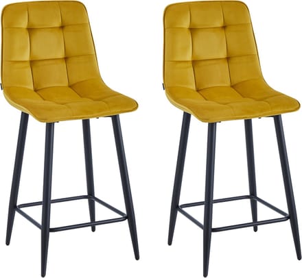 Colenis® - Luciano Barkruk - Set Van 2 - Okergeel - Fluweel - Velvet - Design
