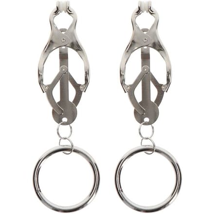 Taboom - Butterfly Clamps With Ring - Bondage / SM Nipple clamps Zilver