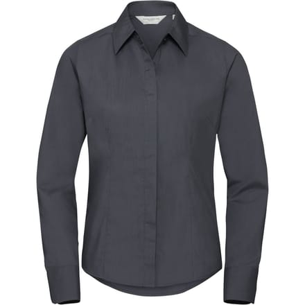 Russell Collection Dames/Dames Polycotton Slim Shirt met Lange Mouwen (Konvooi Grijs)