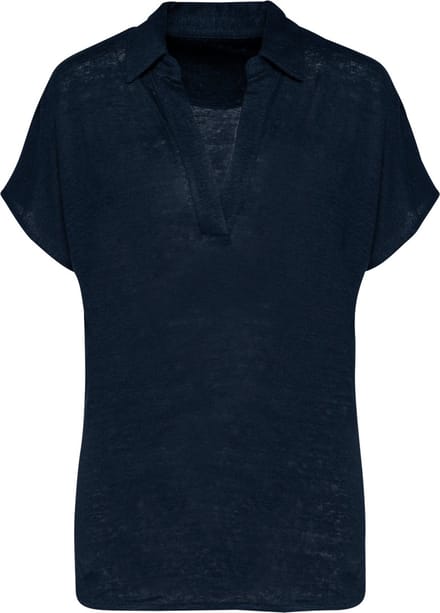 Spasso Linnen damespolo SP221 - Navy Blue - M