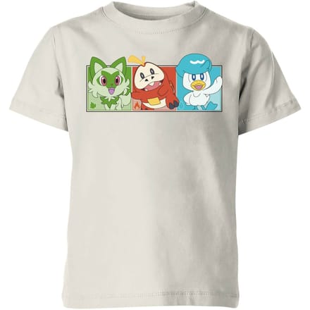 Pokémon 1st Starters Panels Kids' T-Shirt - Cream - 122/128 (7-8 jaar) - beige