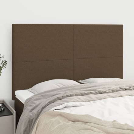 vidaXL - Hoofdbord - donkerbruin - 144x5x118/128 - cm - stof